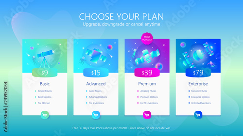 Pricing table UI design