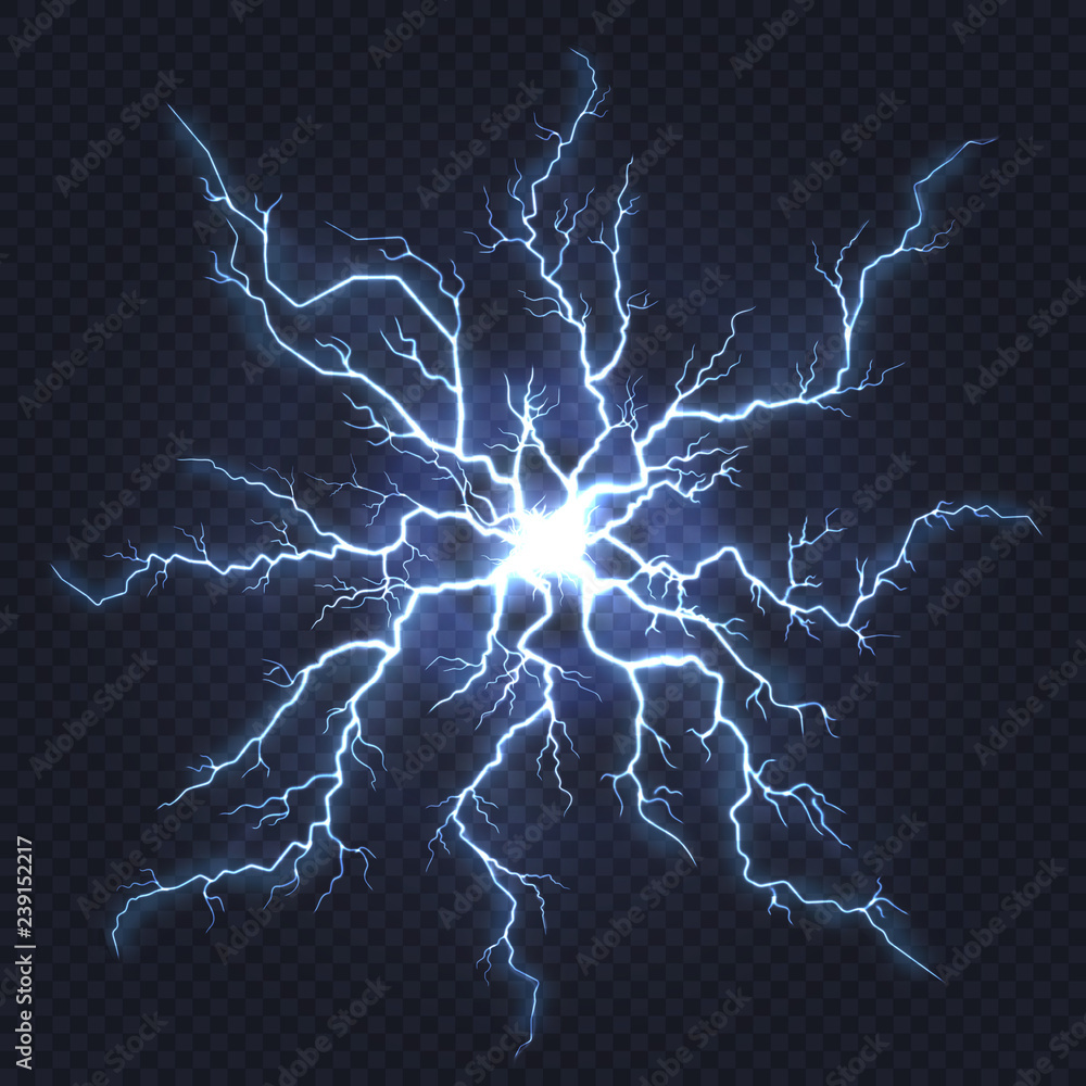 Vecteur Stock Lightning thunder. Flash electricity, spark strike, blue  light blitz electric flare, natural energy flash lightning night storm  vector | Adobe Stock