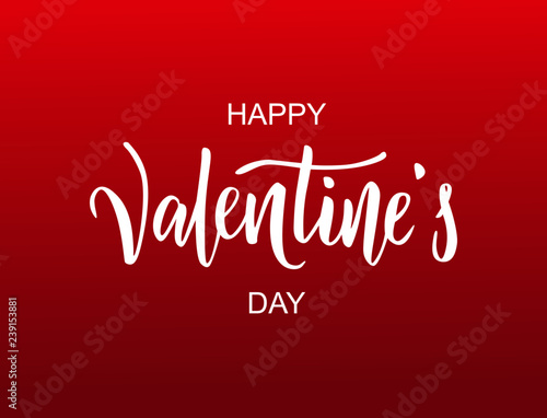 Happy Valentine's day hand lettering. Vector. Romantic quote postcard, card, invitation, banner template. 