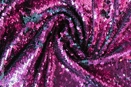 metallic sparkling sequins scales background, round sequins in fashion dress,