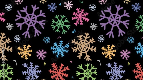 Snowflakes colorful on black photo