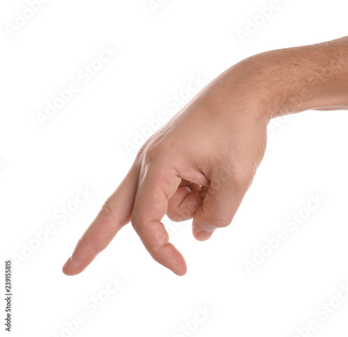 Man showing hand on white background, closeup © New Africa