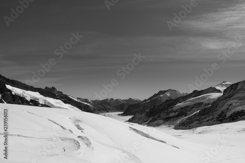 Panoramic view of .Jungfrau Aletsch Bietschhorn glacier top of Europe, Switzerland