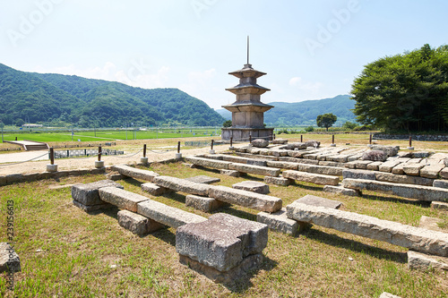 Gameunsa Three Stone Pagoda in Gyeongju, Korea. photo