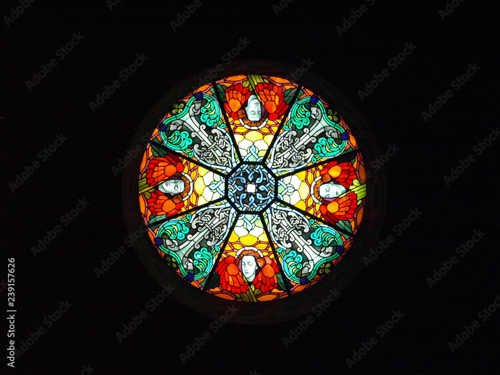 stained glass window in church stained glass window in church