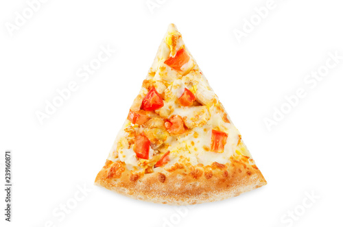 Pizza with cheese, chicken and fresh tomato slices
