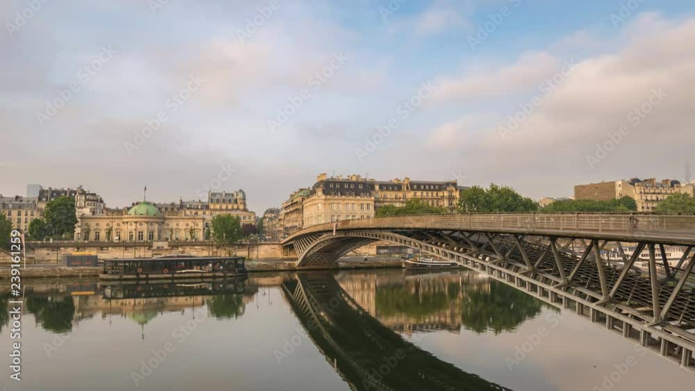 Paris France time lapse 4K, city skyline timelapse at Seine River and Passerelle Leopold Sedar Senghor Paris France time lapse 4K, city skyline timelapse at Seine River and Passerelle Leopold Sedar Senghor