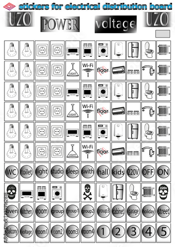 household electrical appliances stickers for electrical distribution board