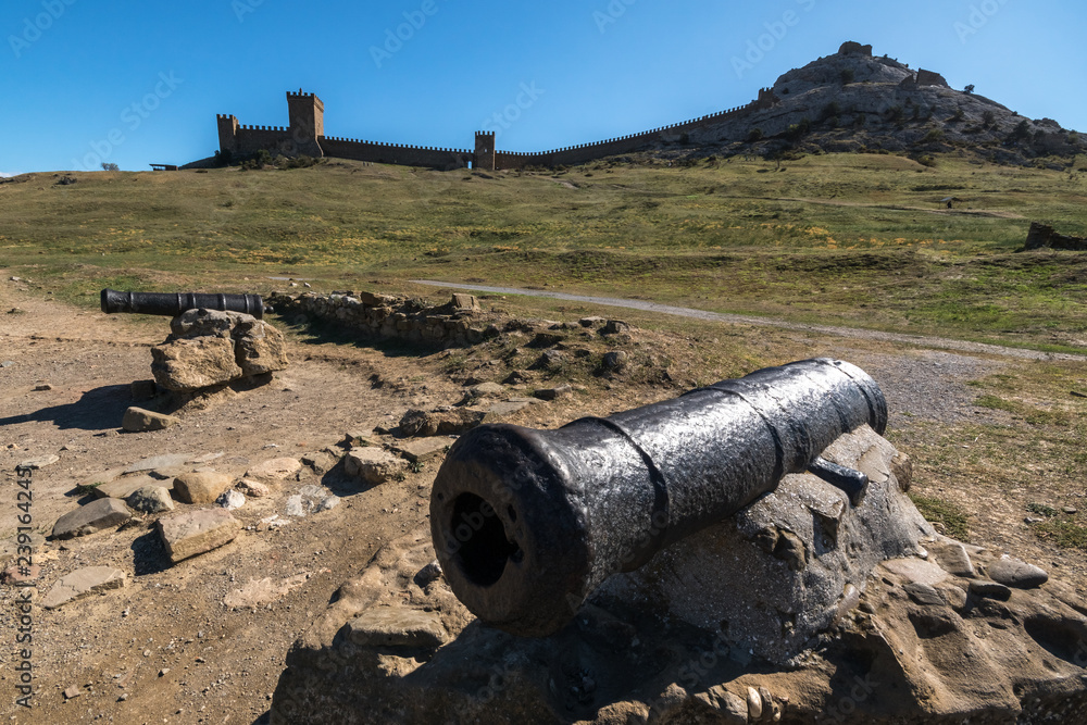 Old cannons in the Genoese fortress, Crimea