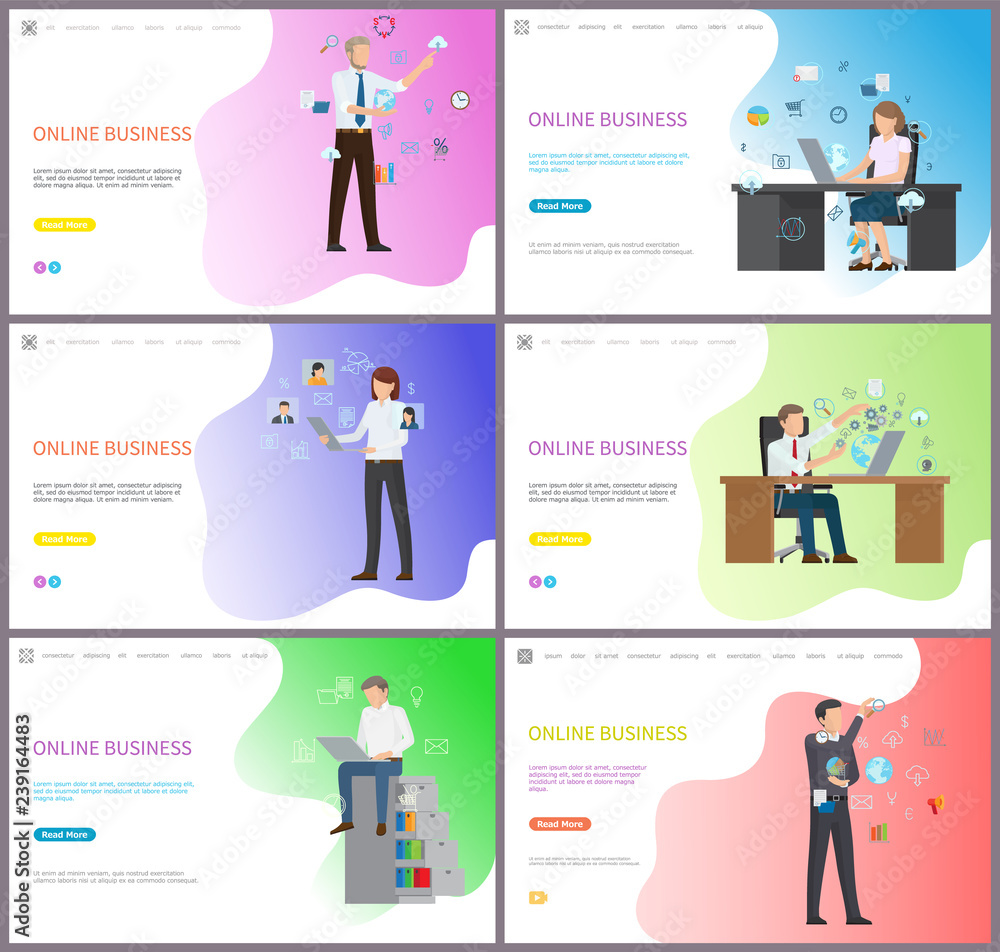 Online Business Workers in Digital Platform Set Online Business Workers in Digital Platform Set