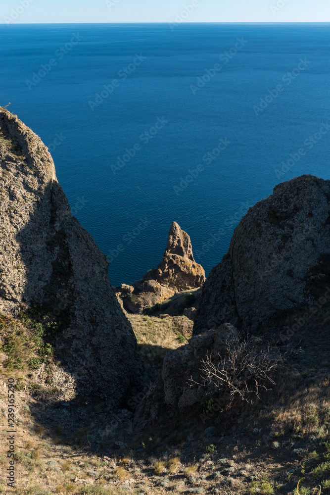 Rock Ivan the Robber in the reserve Karadag, Crimea