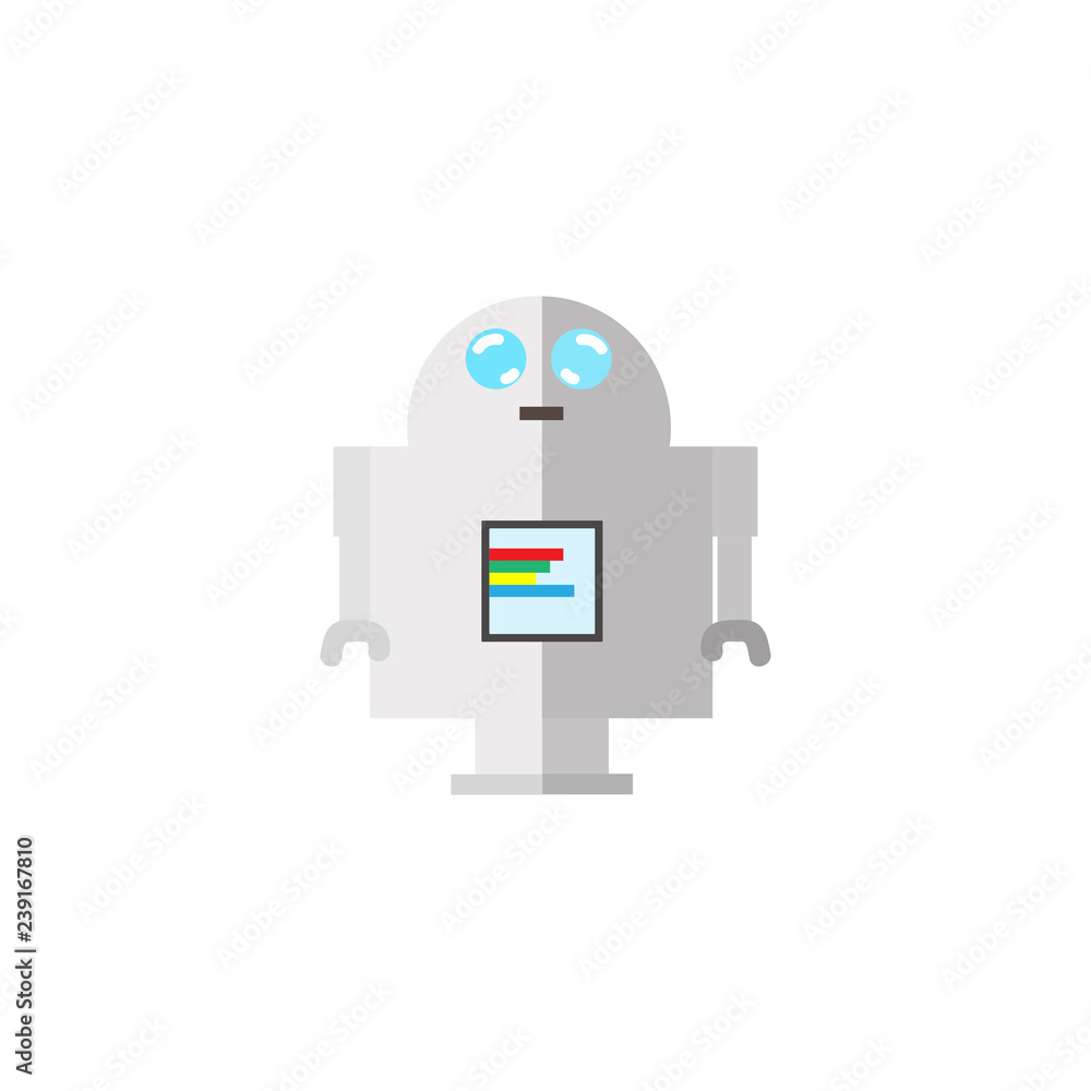 Robot, flat design isolated on white background vector illustration Robot, flat design isolated on white background vector illustration