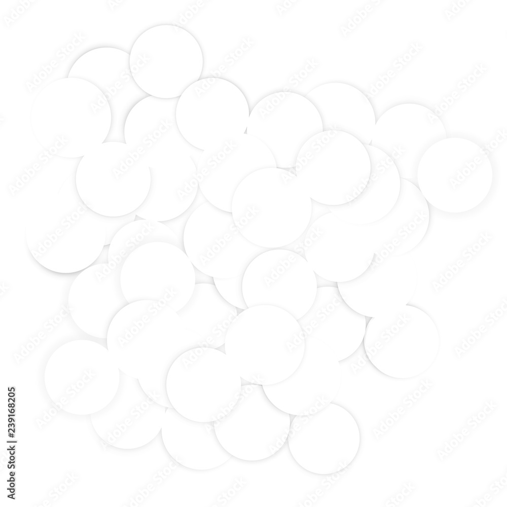 Fototapeta premium White circles on a white background with shadows