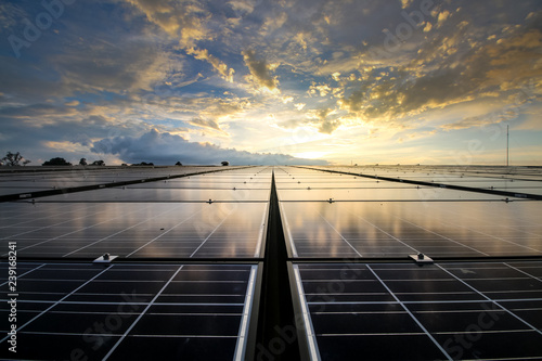 solar panels and sky sunset background