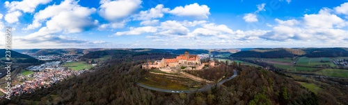 Aerial view, Breuberg castle, Hesse, Germany