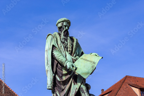 Statue of Johannes Gutenberg in Strasbourg, France