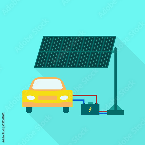 Electric car charging icon. Flat illustration of electric car charging vector icon for web design