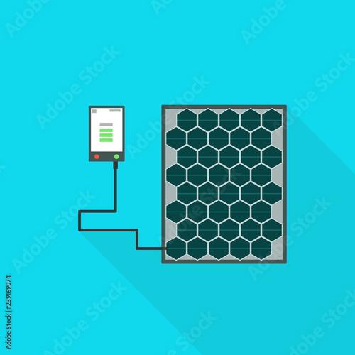 Charging solar cell icon. Flat illustration of charging solar cell vector icon for web design