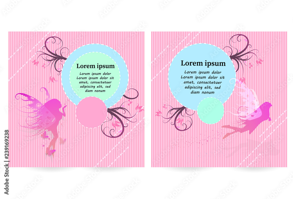 Fairy with fashion magical concept flyer, brochure cover, poster card and booklet template design abstract background vector illustration