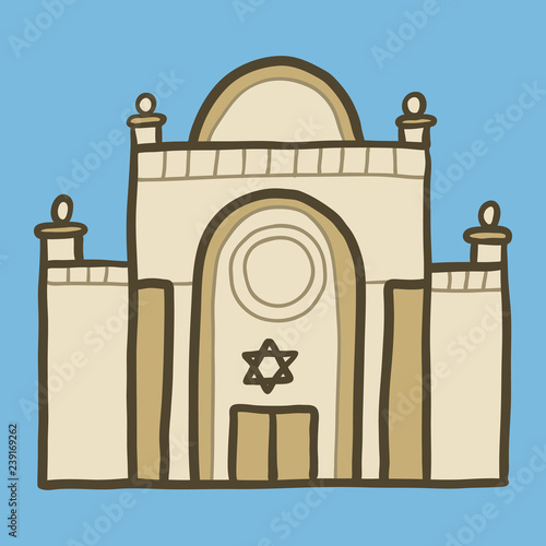 Jewish synagogue icon. Hand drawn illustration of jewish synagogue vector icon for web design