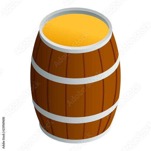 Honey wood barrel icon. Isometric of honey wood barrel vector icon for web design isolated on white background