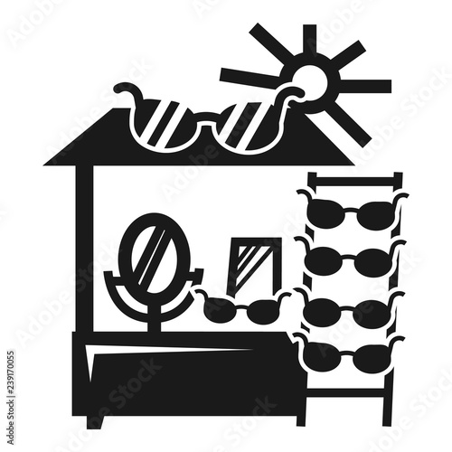 Sun glasses kiosk icon. Simple illustration of sun glasses kiosk vector icon for web design isolated on white background