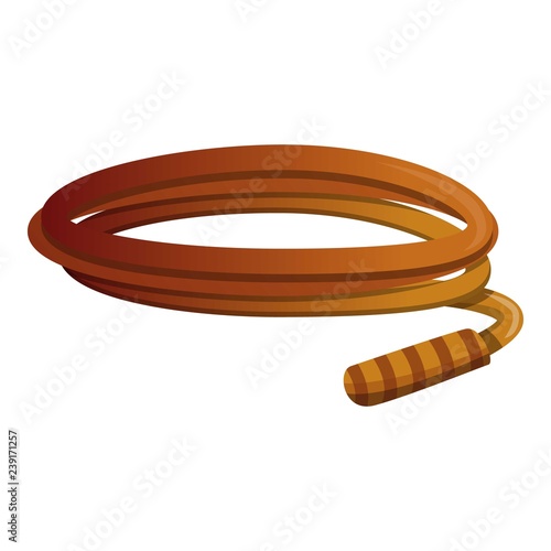 Whip cowboy icon. Cartoon of whip cowboy vector icon for web design isolated on white background