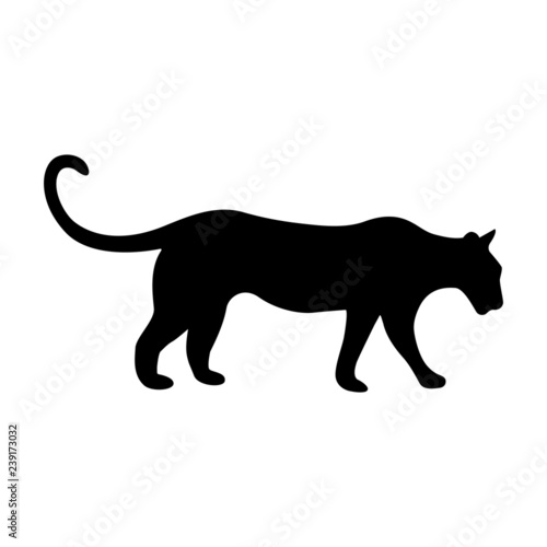 Black tiger silhouette isolated on white background. Element for decoration. Vector illustration