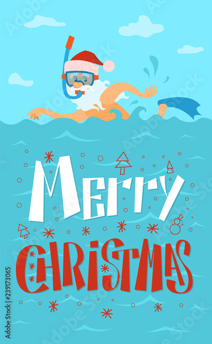 Merry Christmas, Santa Claus Swimming, Diving Mask
