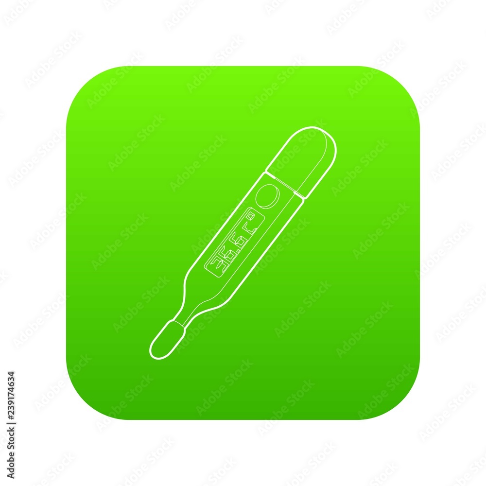 Medical thermometer icon green vector isolated on white background Medical thermometer icon green vector isolated on white background