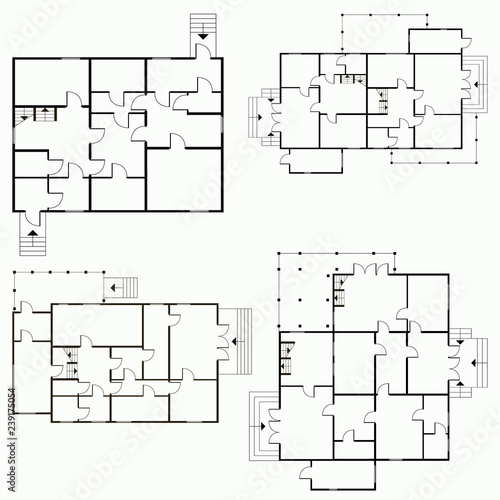 Architectural blueprint in top view background. Vector technical project background illustration