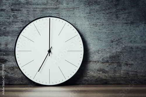 Wallpaper Mural Classic round wall clock on a wooden background with copy space Torontodigital.ca