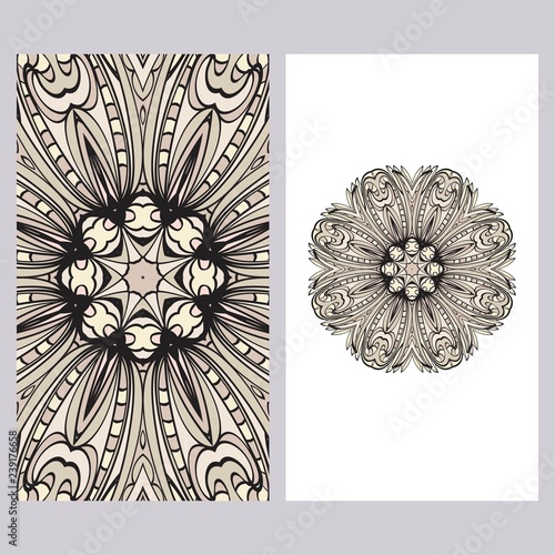 Business Cards, Invitations or Flyaer. Floral mandala Pattern. Oriental Design Layout. Vector Illustration photo