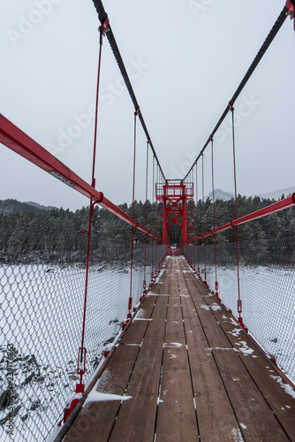 Suspension hanging bridge a...