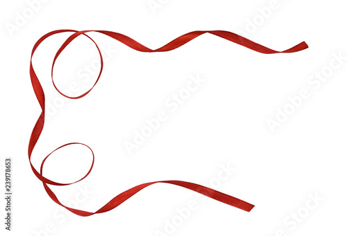 Twisted red satin ribbon in a border arrangement