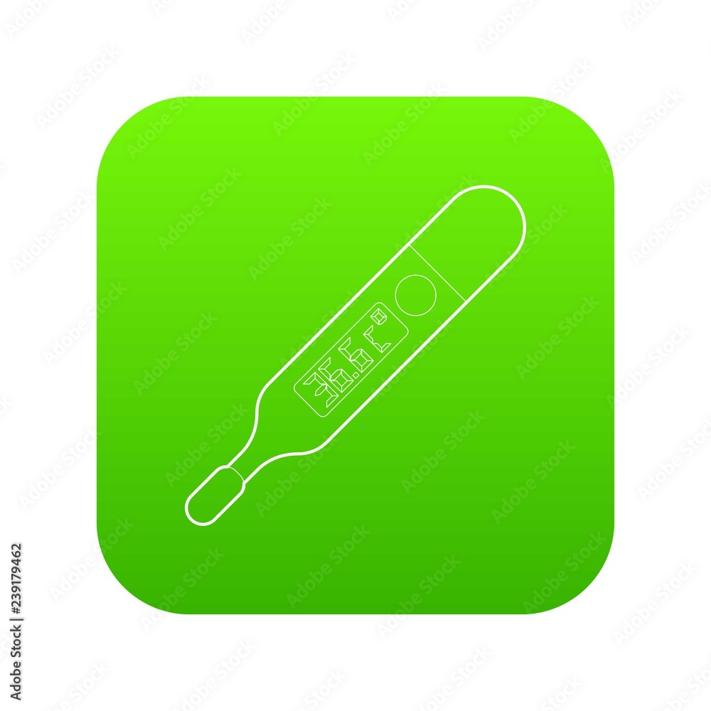 Medical thermometer icon green vector isolated on white background Medical thermometer icon green vector isolated on white background
