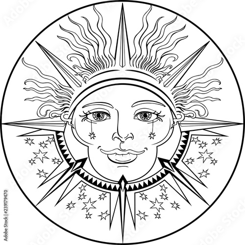 decorative pattern with sun and stars