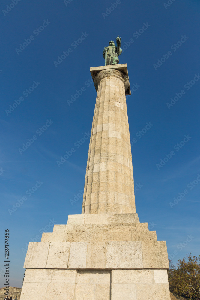 The Victor monument at Belgrade Fortress, Kalemegdan Park, Sava and Danube Rivers in city of Belgrade, Serbia
