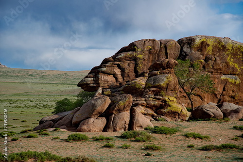 Central Mongolia. Ovgon Hiyd. Amazing outliers in the middle of endless steppes photo