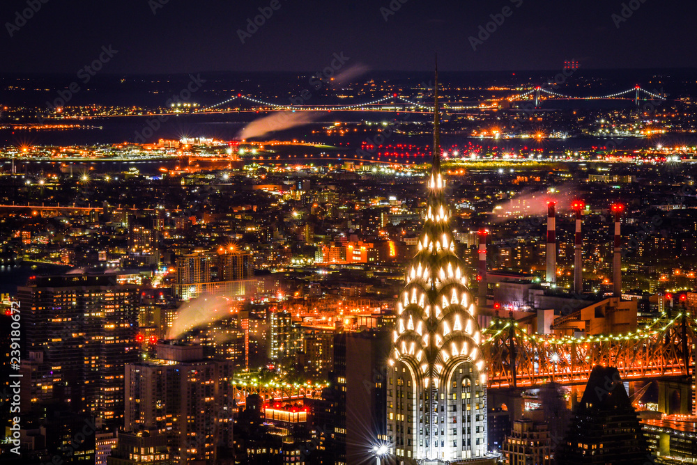 New York City landscape in evening New York City landscape in evening