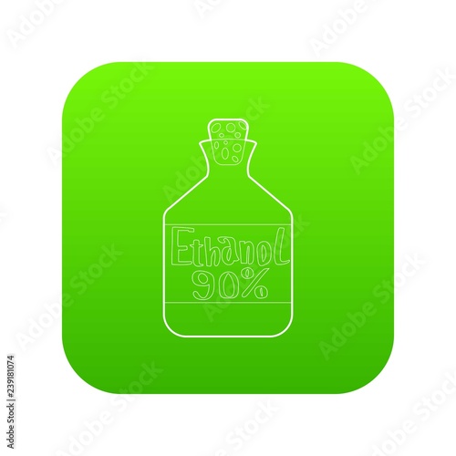 Ethanol in bottle icon green vector isolated on white background