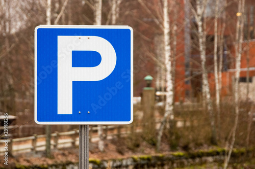 Blue parking sign