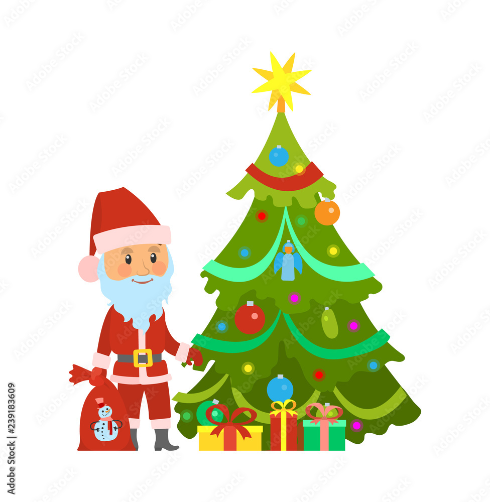 Christmas Winter Holidays, Santa Claus and Tree Christmas Winter Holidays, Santa Claus and Tree