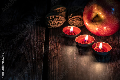 Christmas apples and candles