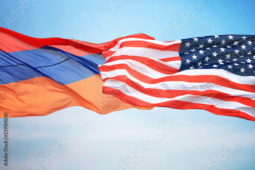 Flags of the USA and Armenia