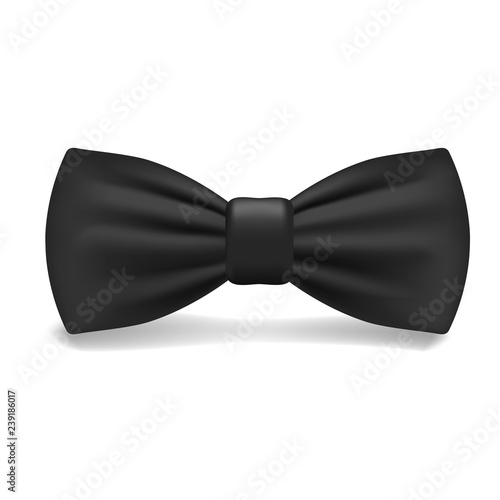 Black bowtie icon. Realistic illustration of black bowtie vector icon for web design