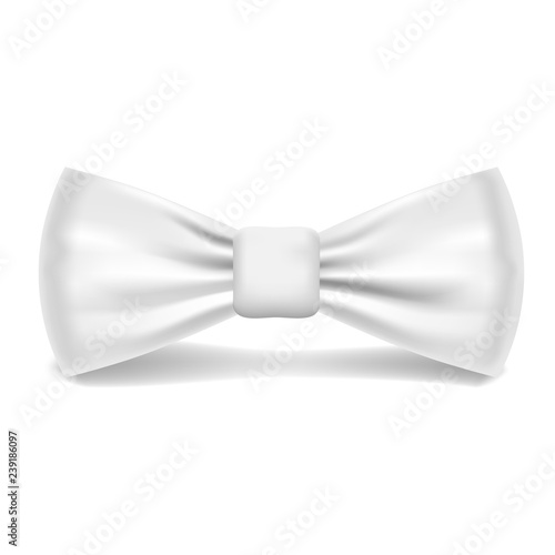 White bowtie icon. Realistic illustration of white bowtie vector icon for web design