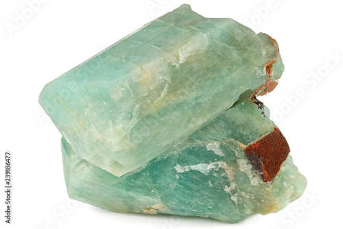 amazonite from Crystal Peak, Colorado isolated on white background photo