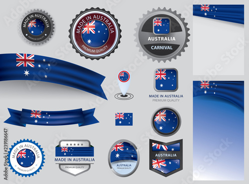 Made in Australia seal, Australian flag and color --Vector Art--