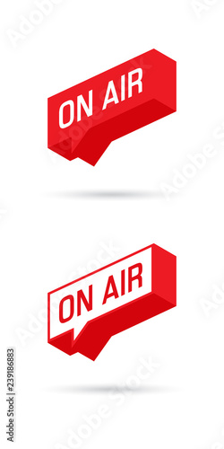 On Air sign, emblem, logo. Live stream symbol. Speech bubble. Vector illustration.